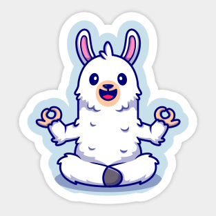 Cute Alpaca Doing Yoga Cartoon Sticker